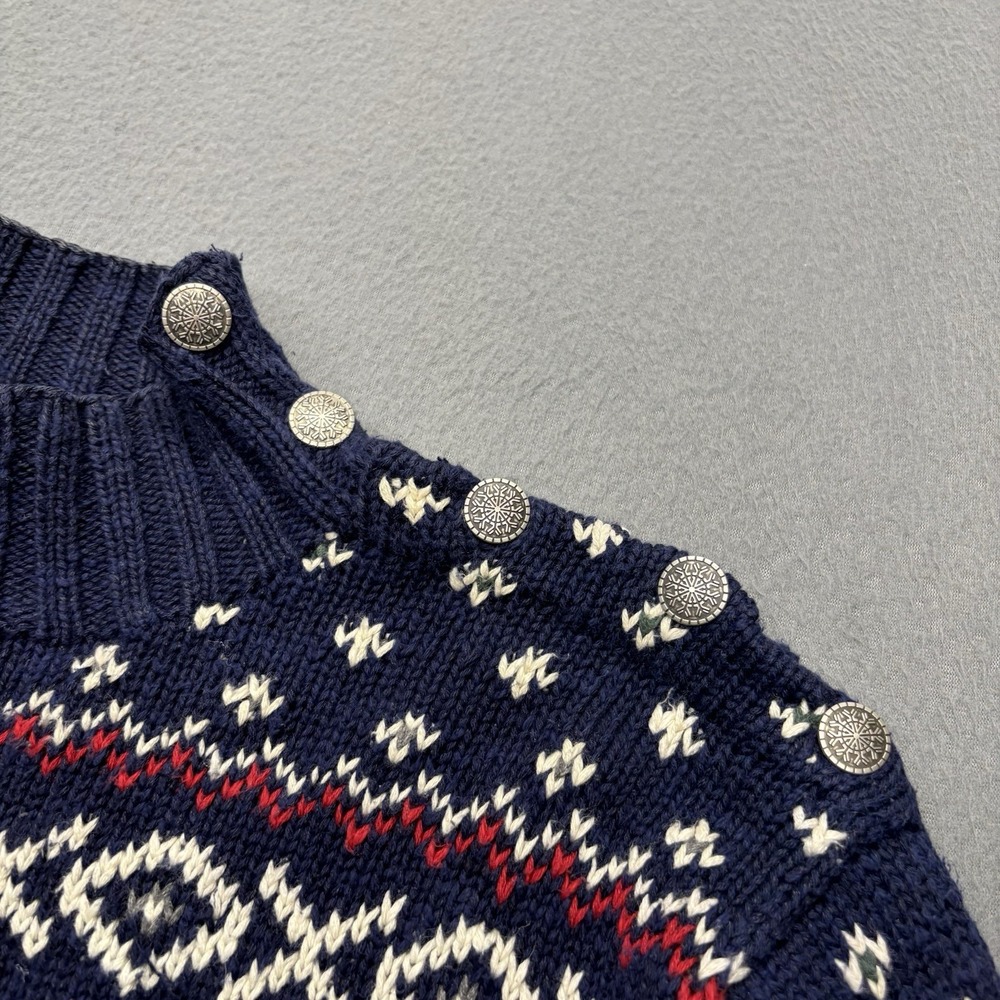 Lauren Ralph Lauren Navy Ski Jumper Sweater with Red, Cream, Gray, Brown Accents - Picture 5 of 16
